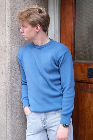 Crewneck Strickpullover - Blau