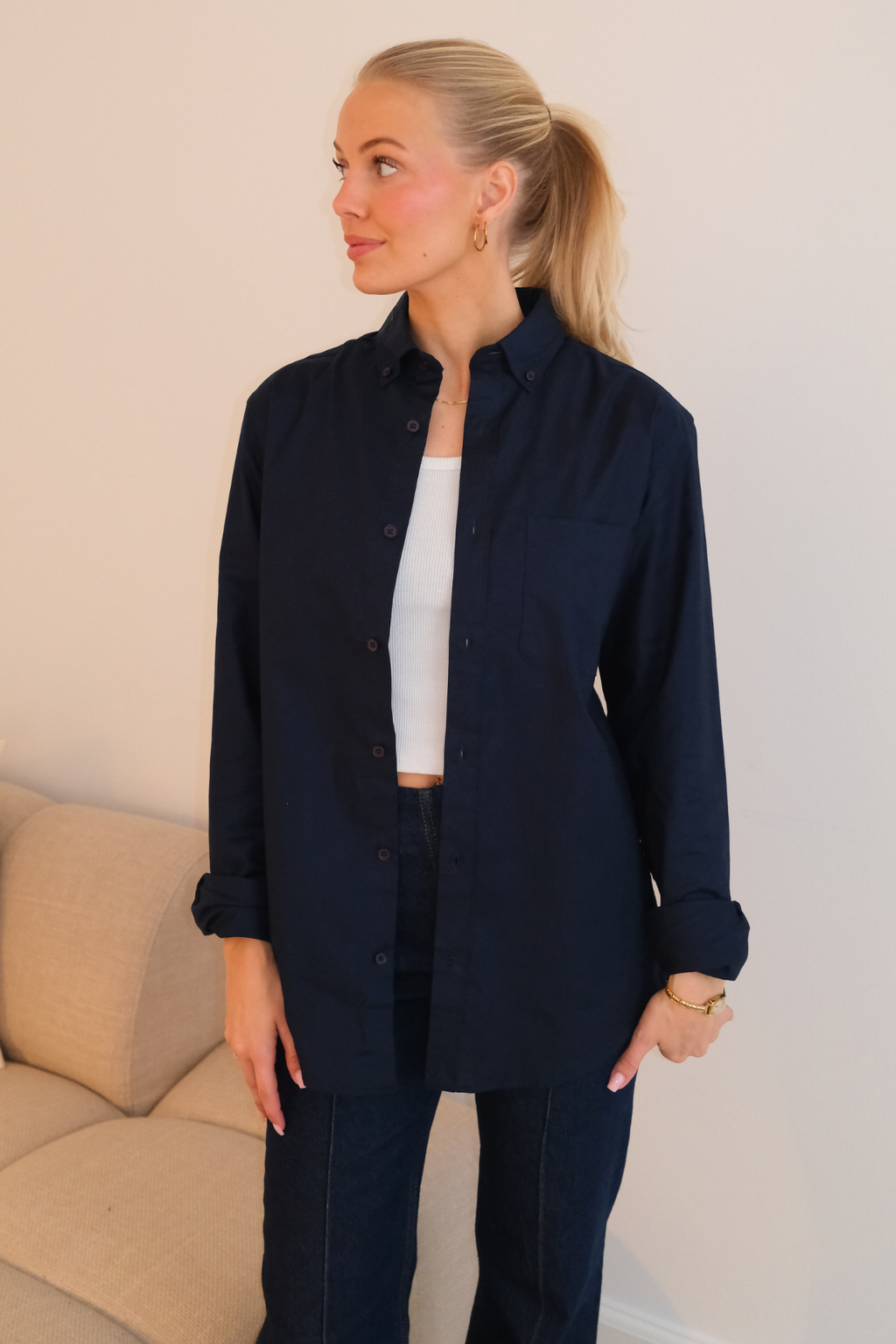 Boyfriend-Oxford-Hemd – Marineblau