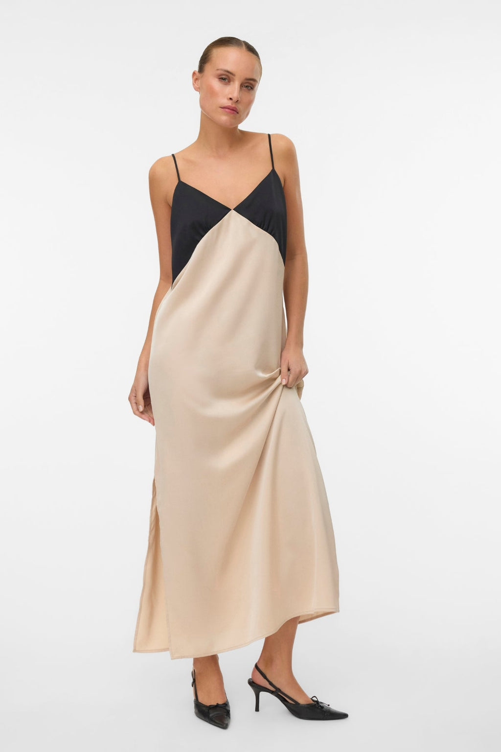 Joy Singlet-Knöchelkleid - Schwarz Zementkontrast