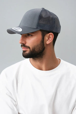 Retro Trucker Cap - Holzkohle