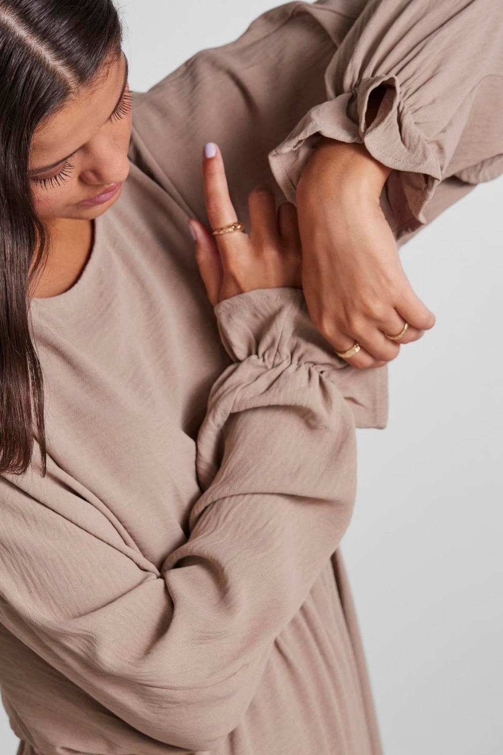 Flores Langarm -Kleid - braun