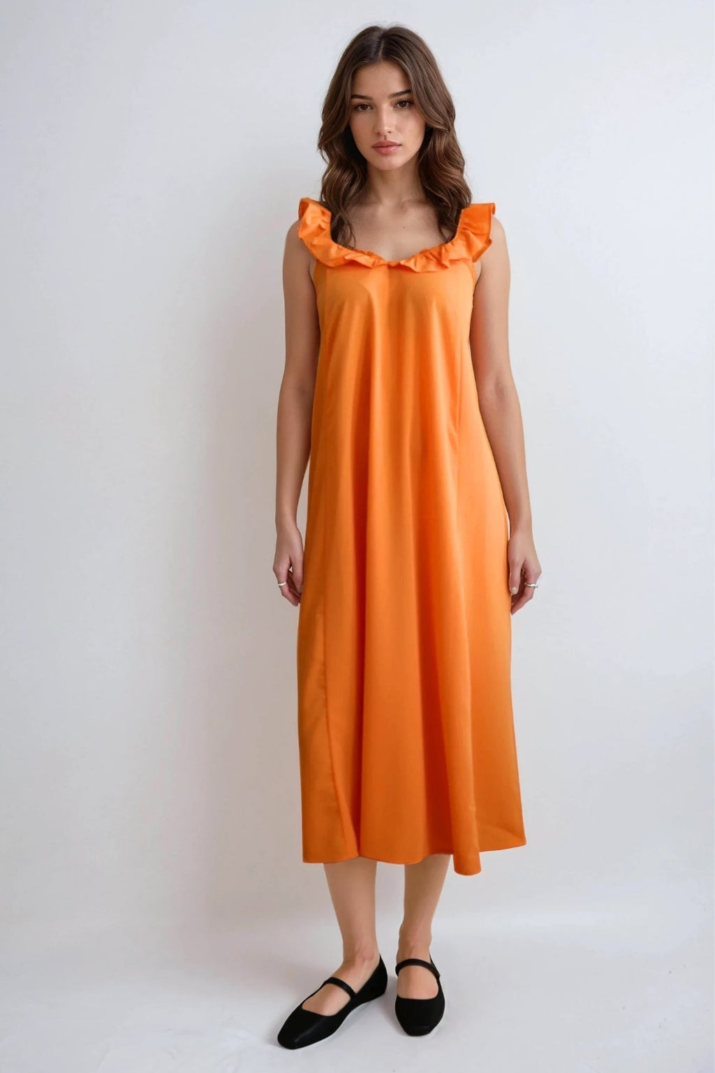Zora Midi Kleid - Sonne Orange