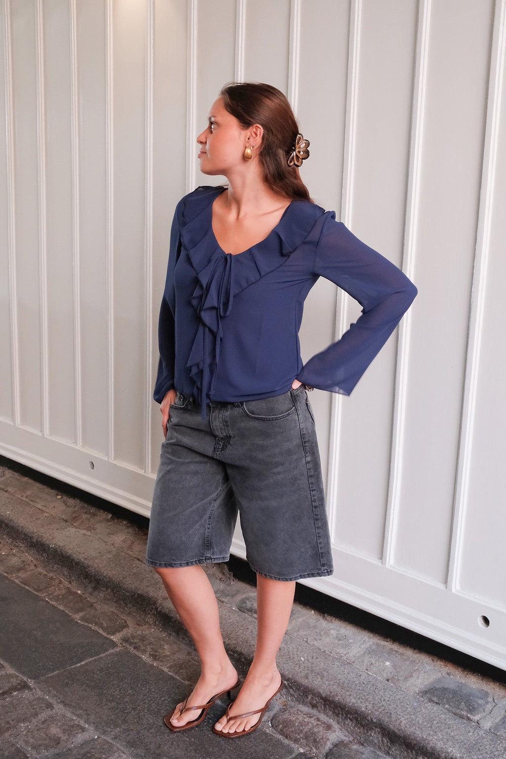 Alba-Bluse – Marineblau