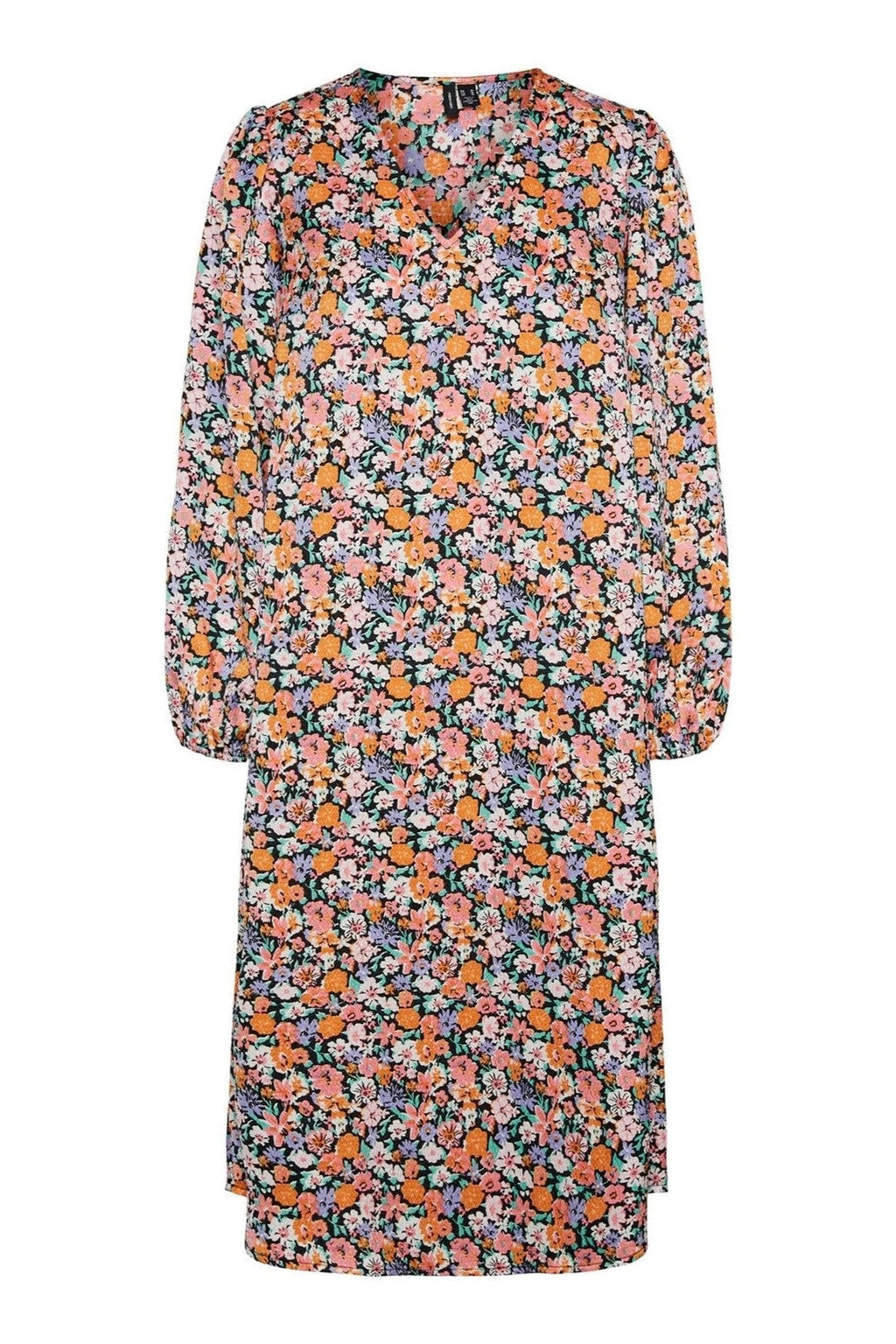 Allys Blumenmidi Kleid - schwarz