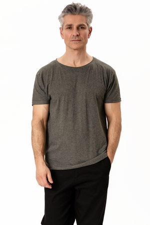T-Shirt mit tiefem Ausschnitt – Dunkelgrau
