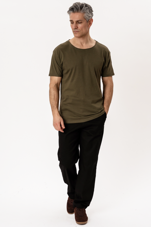T-Shirt mit tiefem Ausschnitt – Grün meliert
