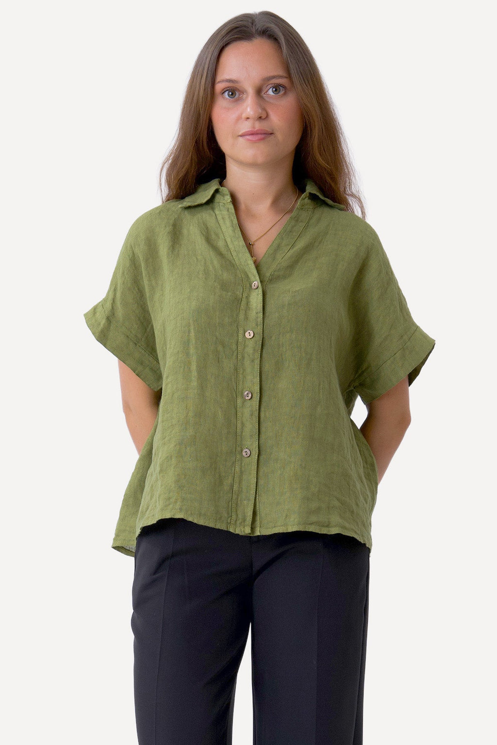 Astrid Leinenhemd - Oliv