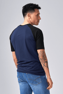 Basic Raglan T-Shirt-Schwarz-Navy