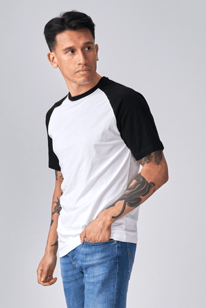 Basic Raglan T -Shirt - Schwarz und Weiß