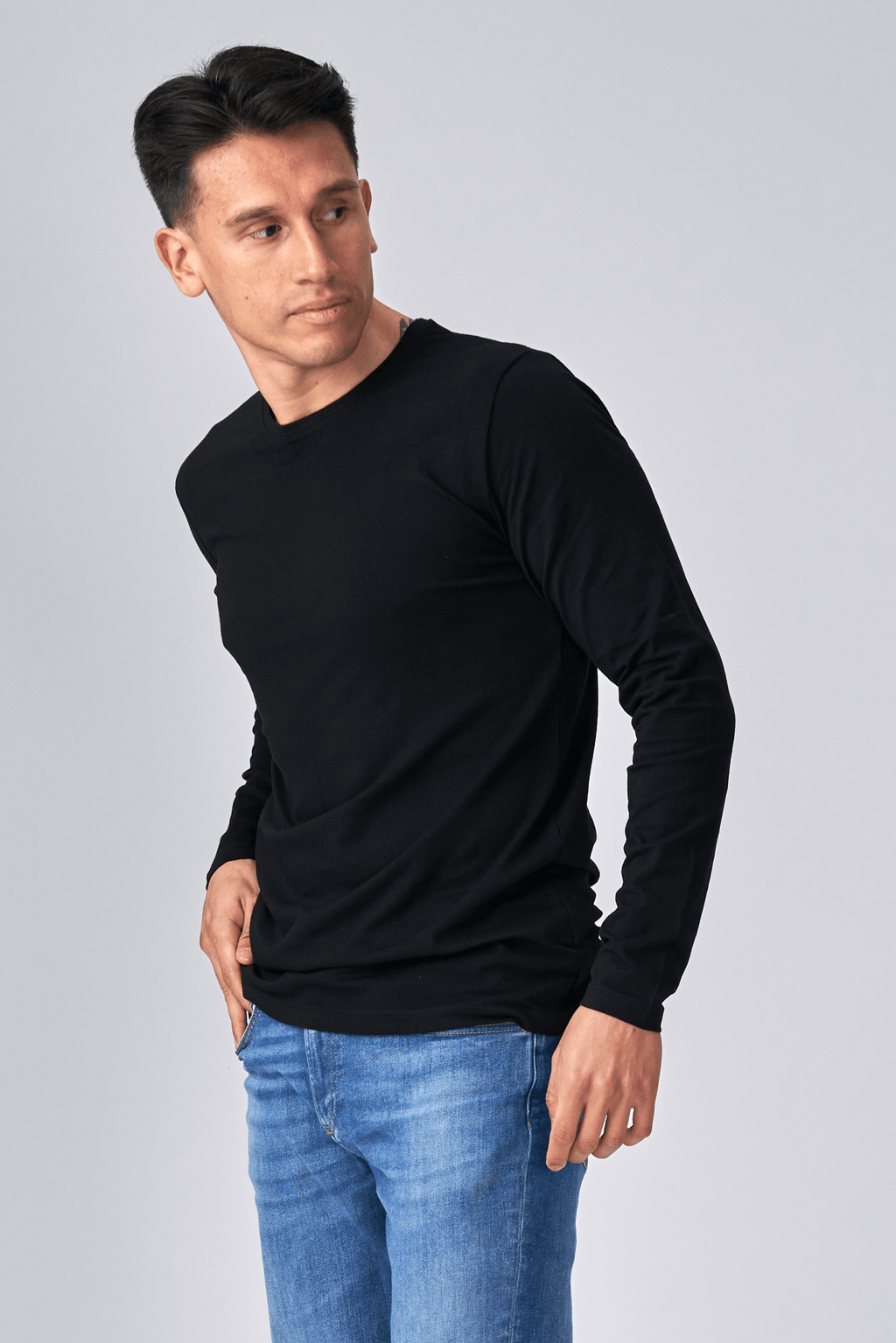 Langarm Muscle T -Shirt - Schwarz