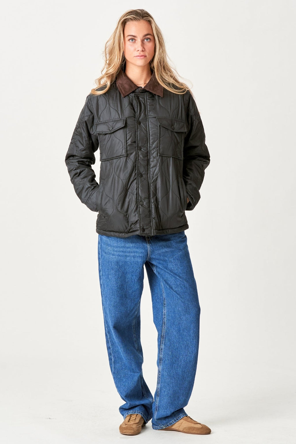 Ella Quiltet Jacke - schwarz