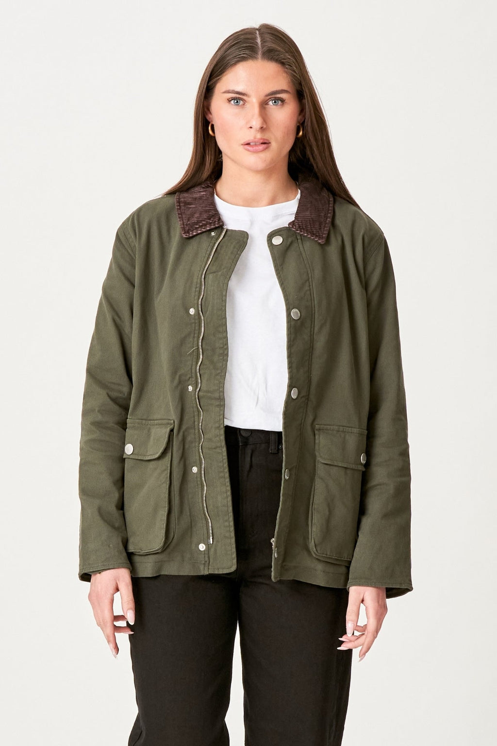 Twilljacke - dunkle Olive