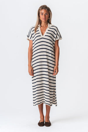 Victoria Kleid - Weiß/Marine