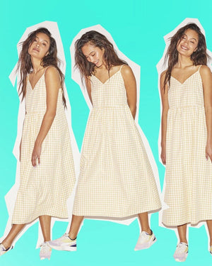 Ära Kleid - Gelb kariert