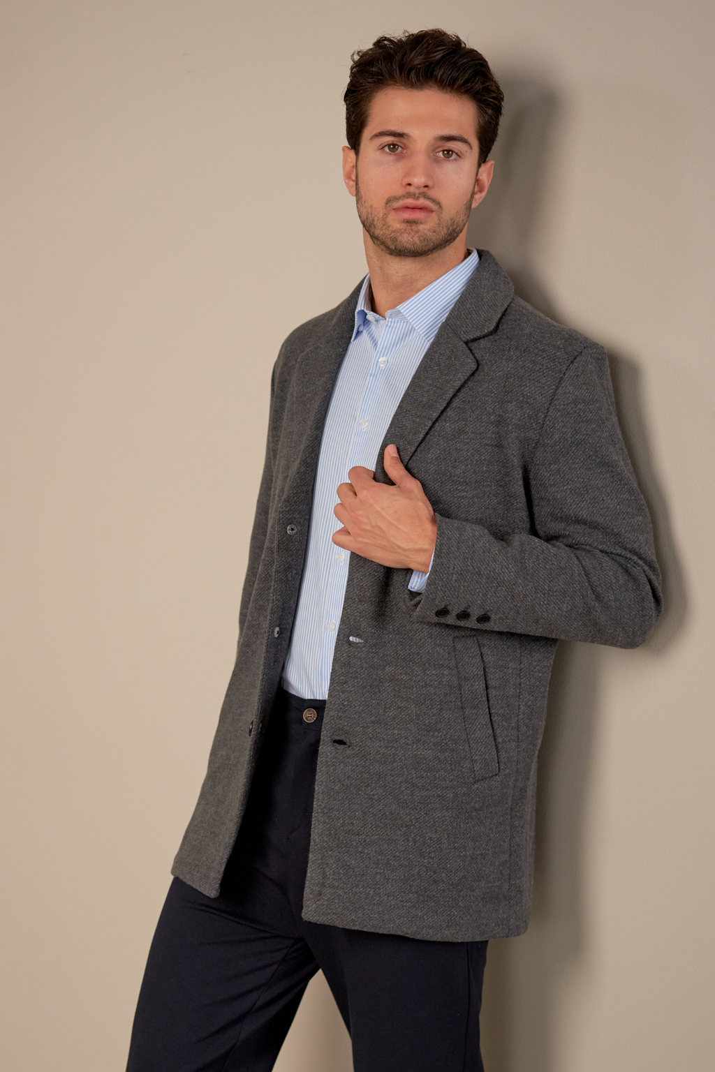Klassischer Mantel - Grau