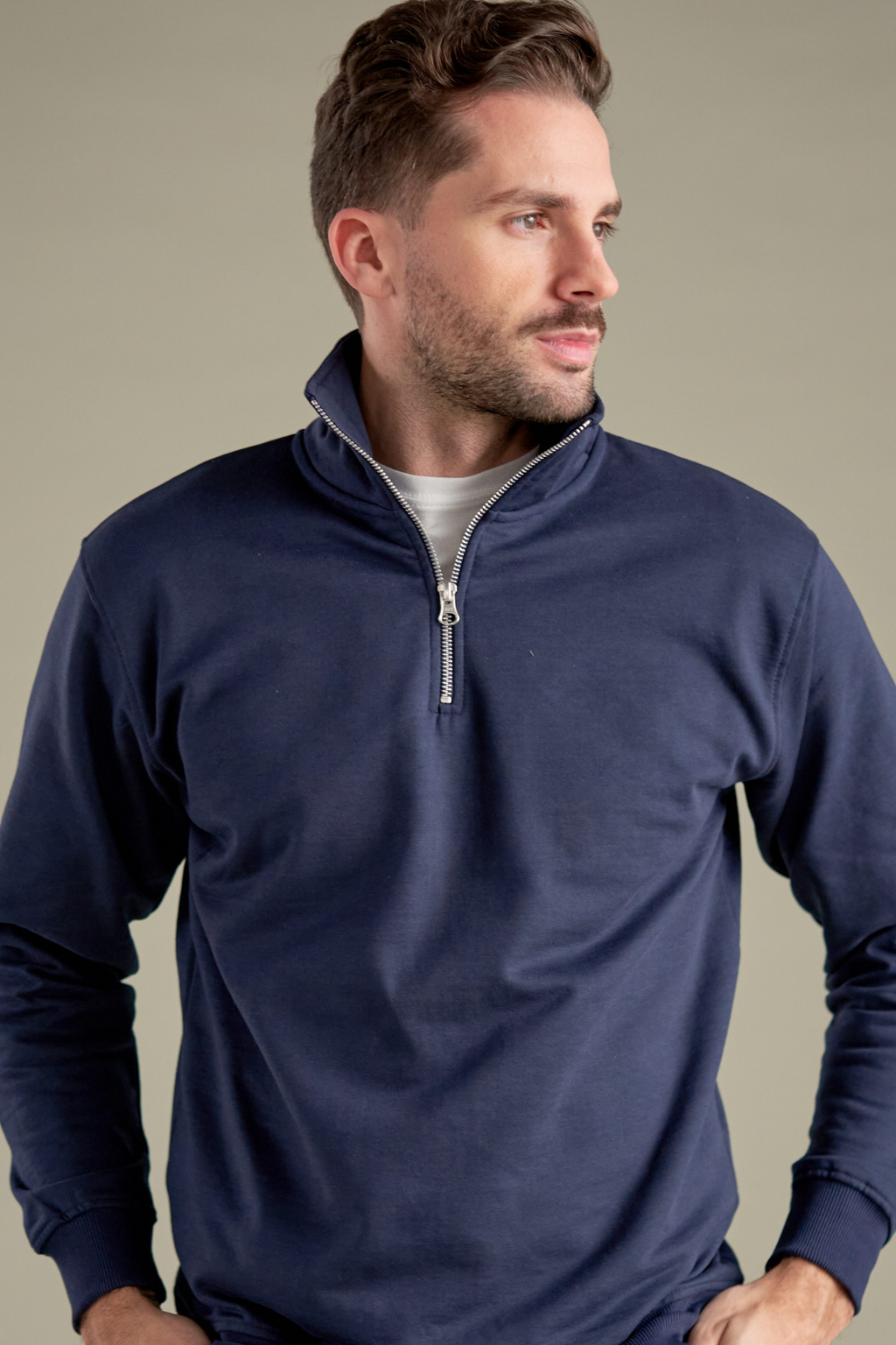 Sweatshirt Halb Zip - Marine