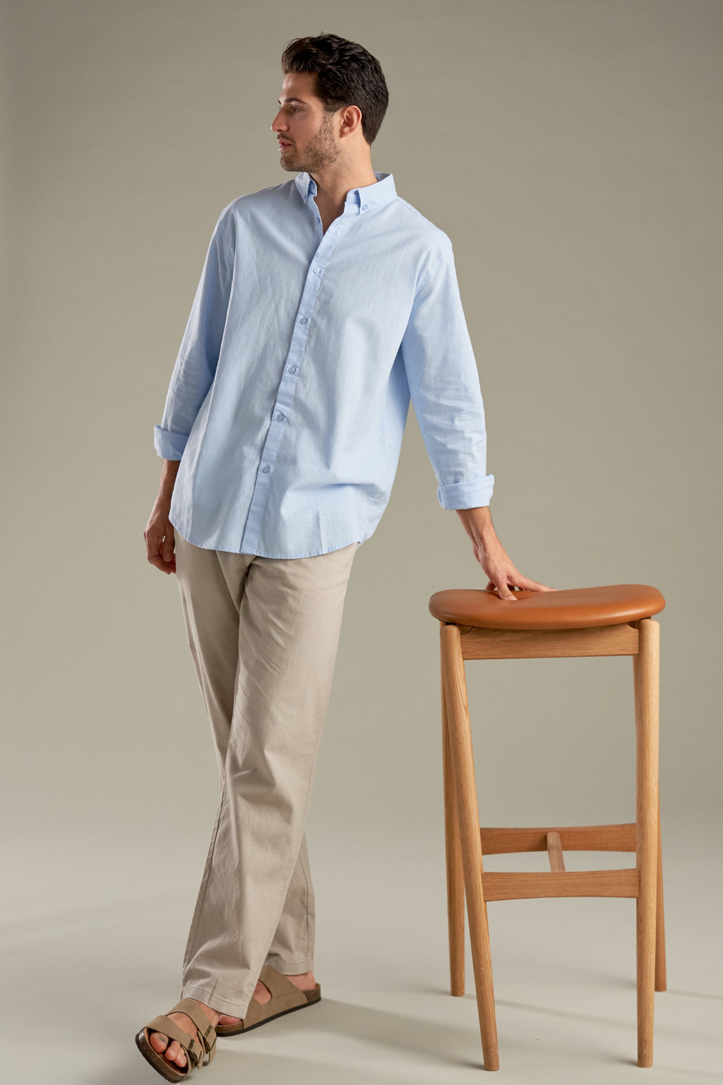 Leinenhemd - hellblau
