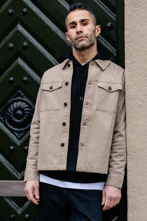 Twill Overshirt - dunkler Sand
