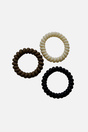 Spiralgummis (6 Stk.) - Schwarz/braun/beige