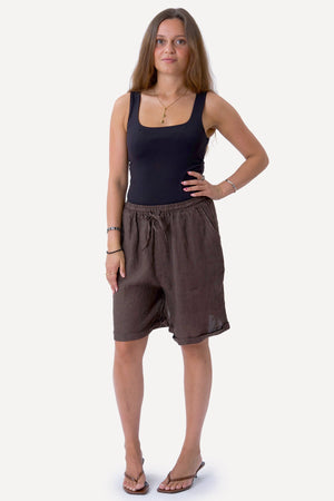 Leinen Shorts - Braun