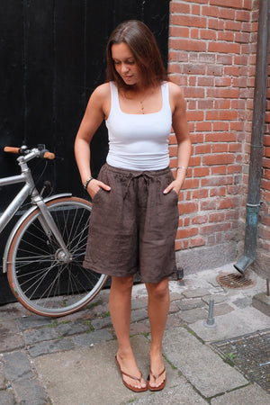 Leinen Shorts - Braun