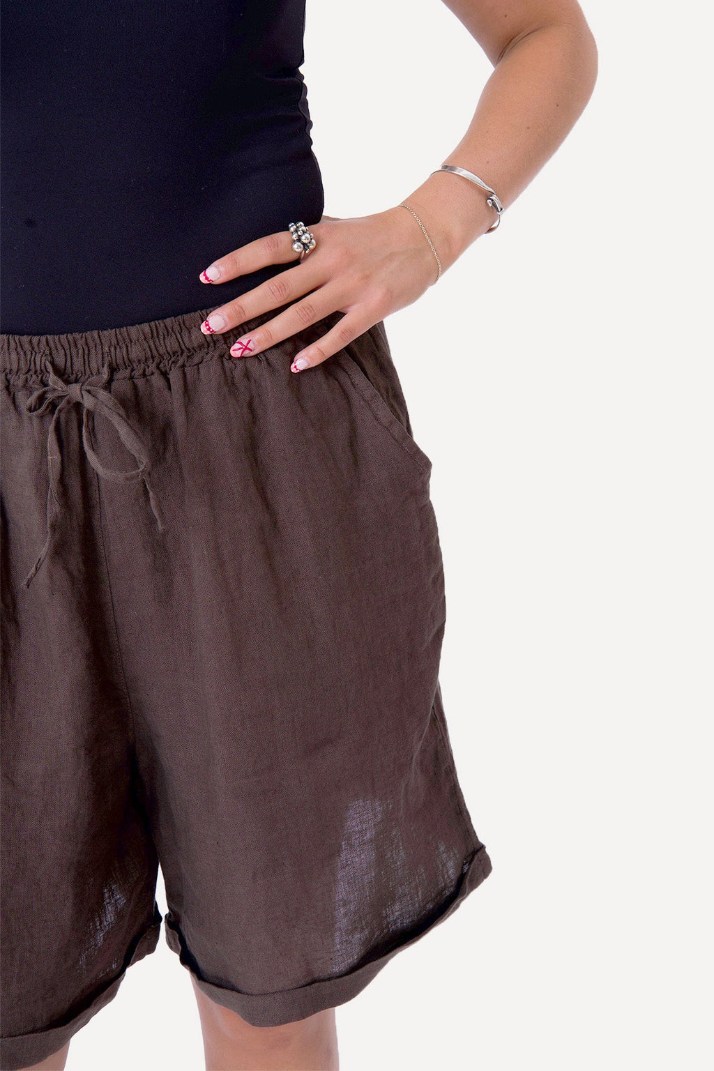 Leinen Shorts - Braun