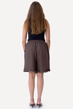 Leinen Shorts - Braun