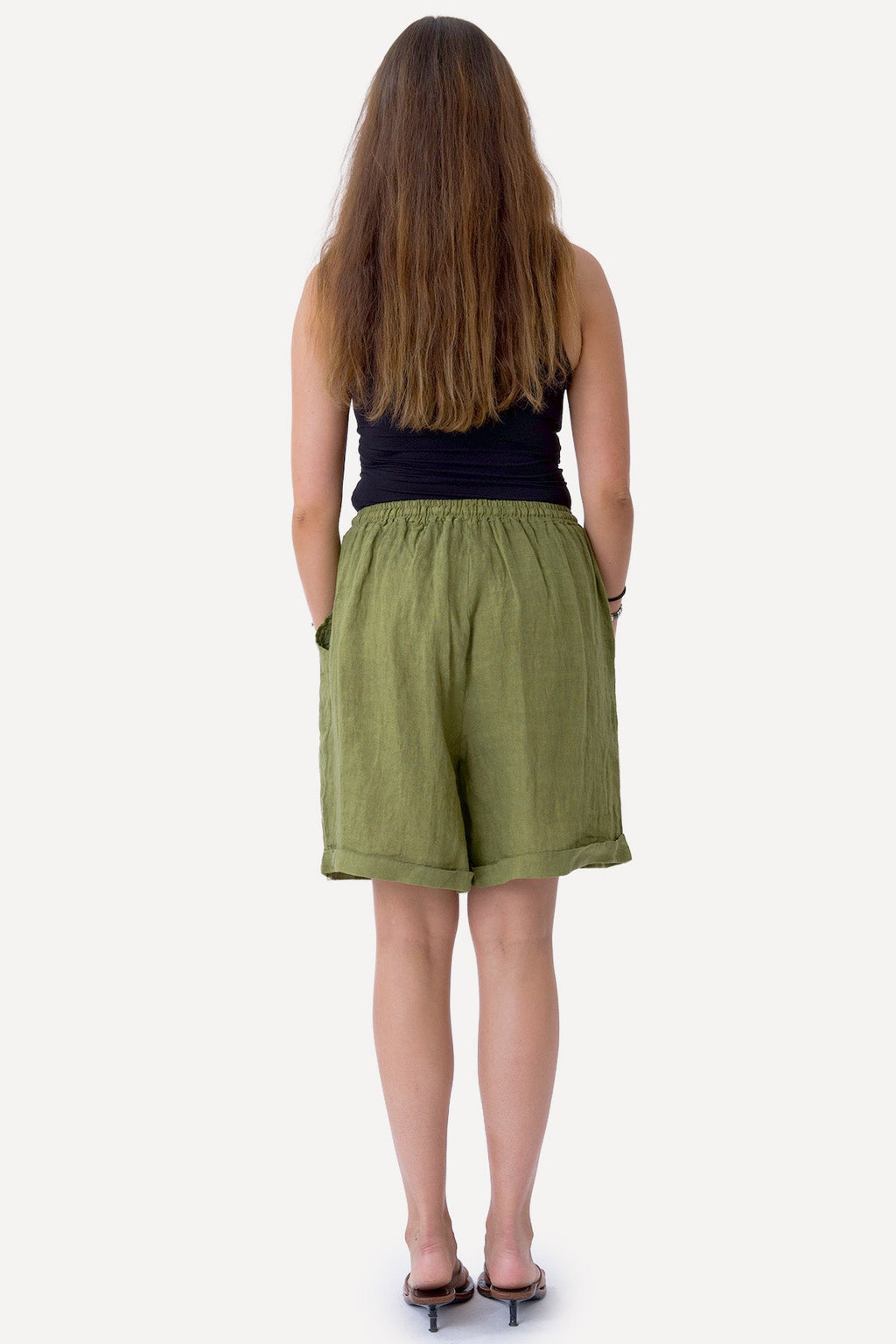 Leinen Shorts - Olive
