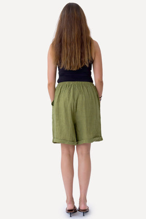 Leinen Shorts - Olive