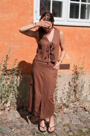Leinenweste - Brown
