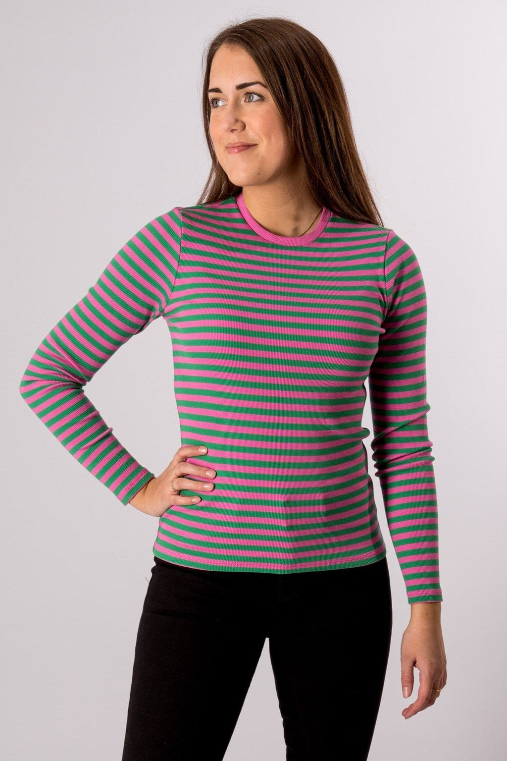 Line Long Sleeve Pullover - Super Pink/Jelly Bean