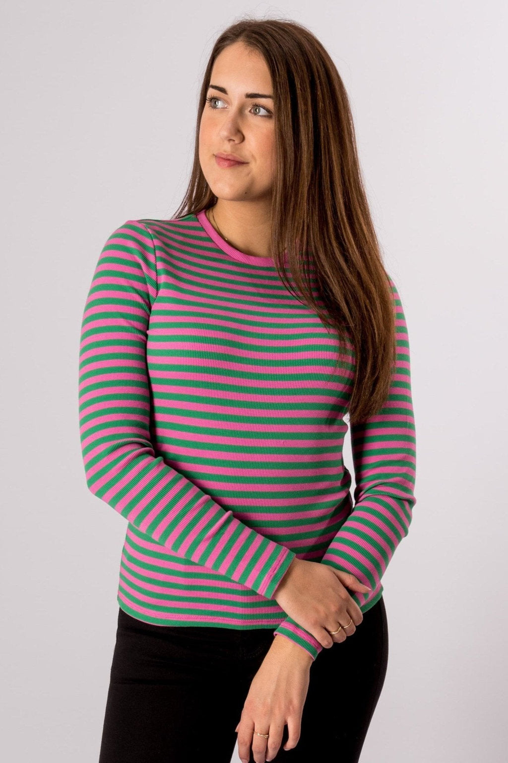 Line Long Sleeve Pullover - Super Pink/Jelly Bean