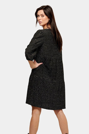 Kleid mit Glimmerstreifen - schwarz