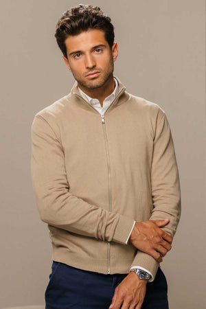 Pullover Zip Strickjacken - Sand