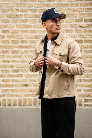 Twill Overshirt - dunkler Sand
