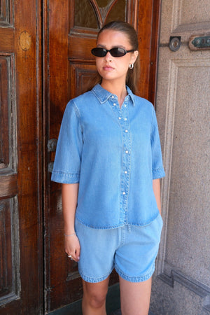 Rahmen Denim Top - Hellblau Denim