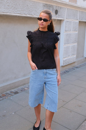 Kath Long Denim Shorts - Hellblauer Denim