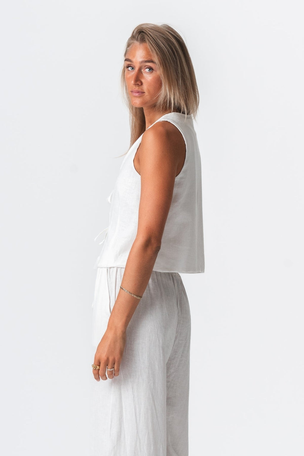 Leinenweste - aus Weiß