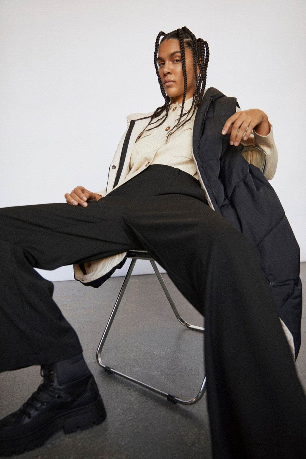 Lisa breit Pants - Schwarz