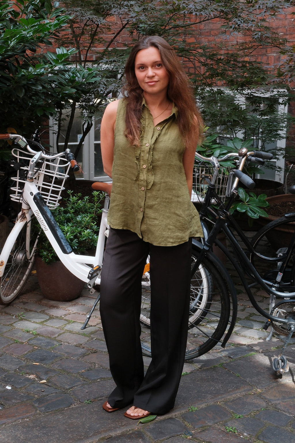 Mio Leinenoberteil – Oliv