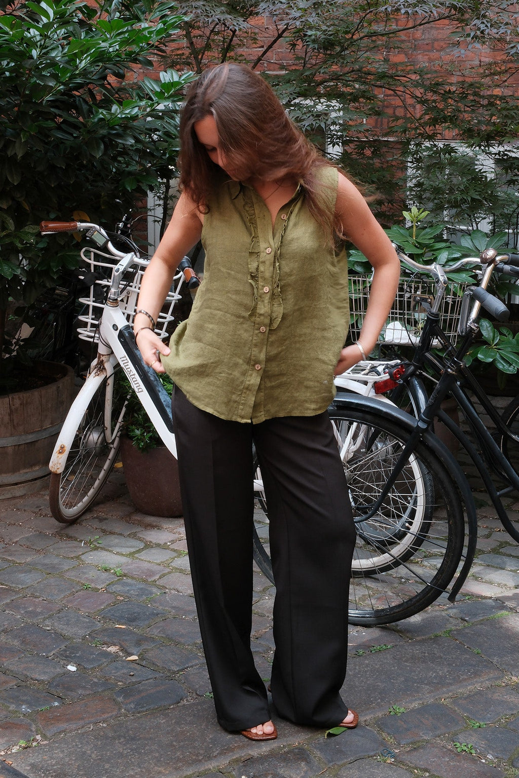 Mio Leinenoberteil – Oliv