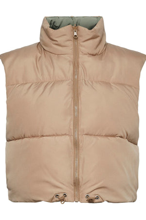 Nadia Short Puffer Weste - Silver Mink