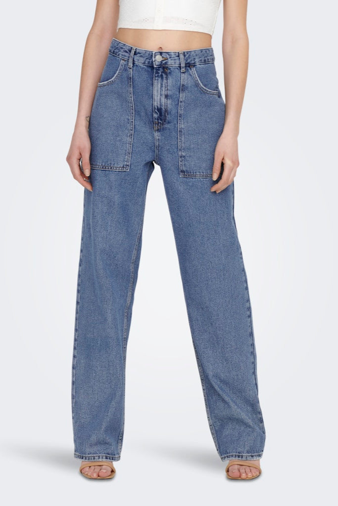 Kirsi breite Jeans - mittelblauer Denim