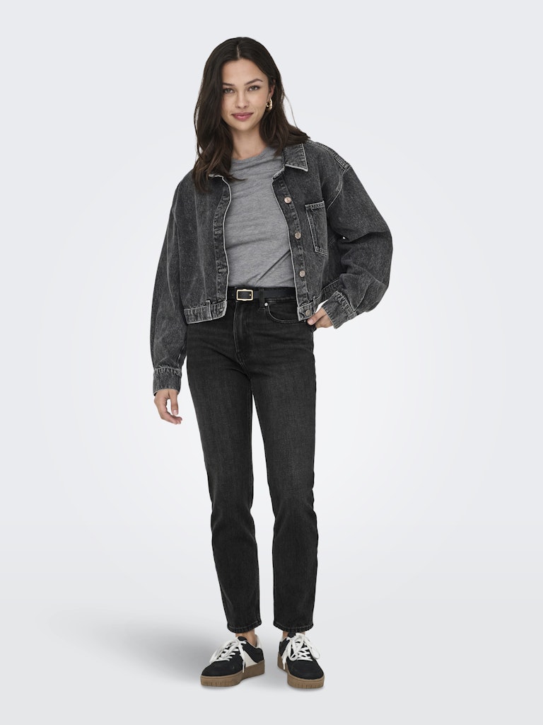Emily Hohe Taillenjeans - schwarzer Denim