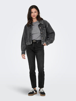 Emily Hohe Taillenjeans - schwarzer Denim