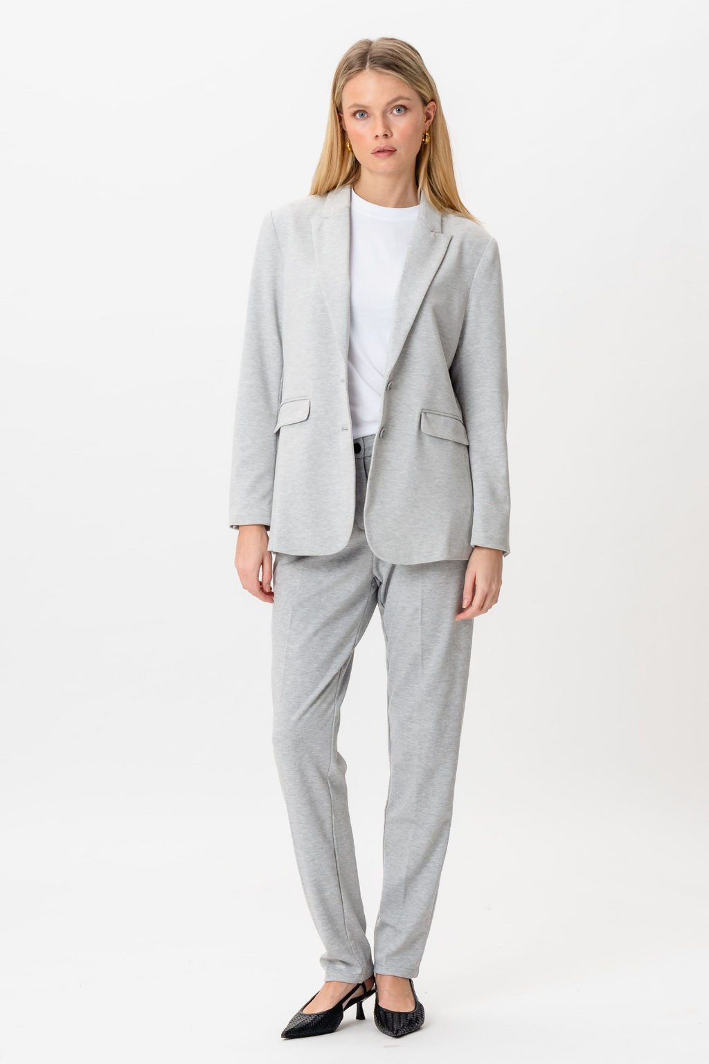 Blazer mit klassischer Passform – Hellgrau