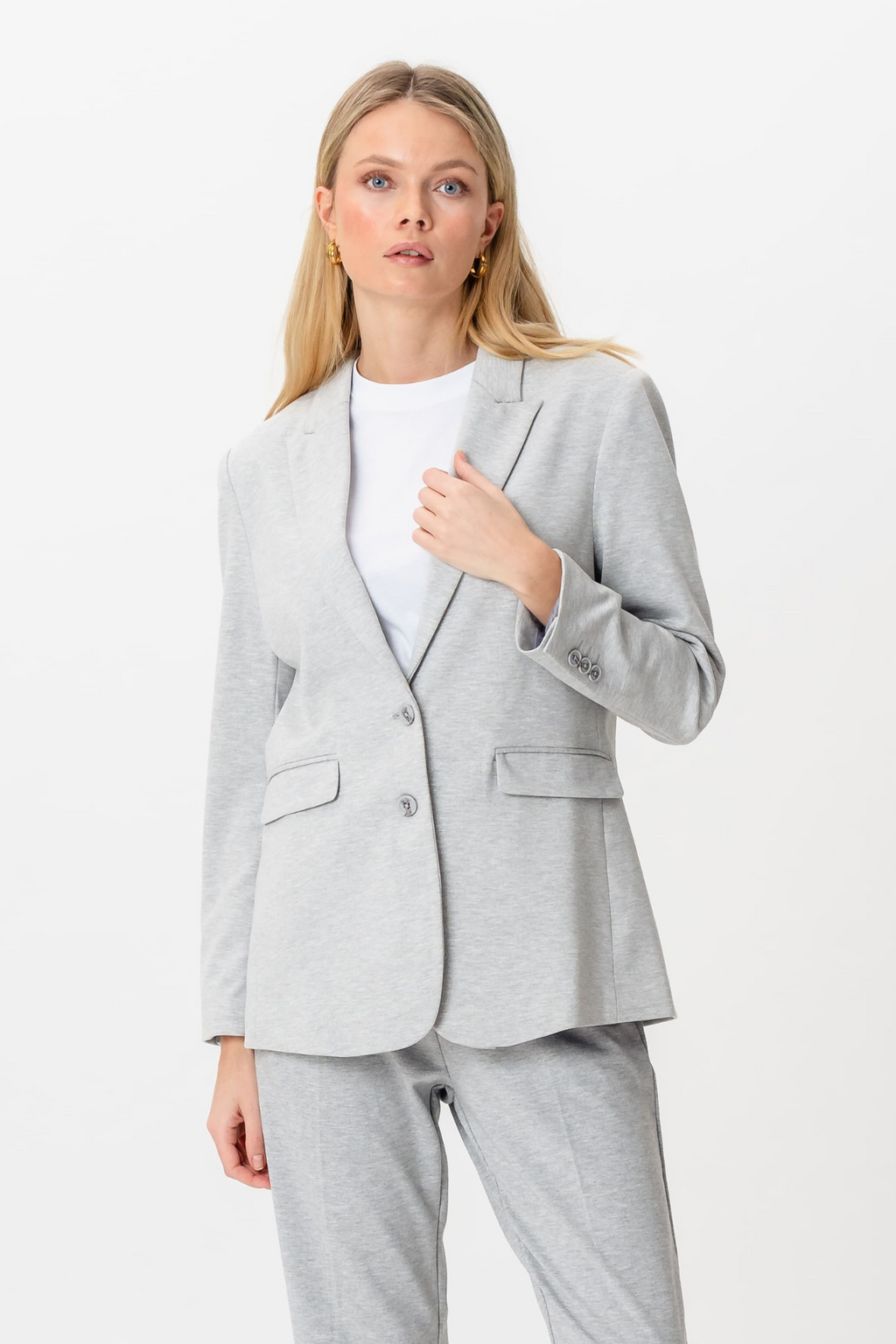 Blazer mit klassischer Passform – Hellgrau