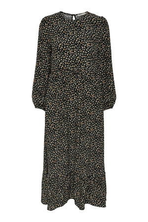 Amalie Midi Kleid - Schwarz / Orange