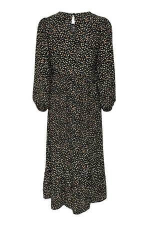 Amalie Midi Kleid - Schwarz / Orange