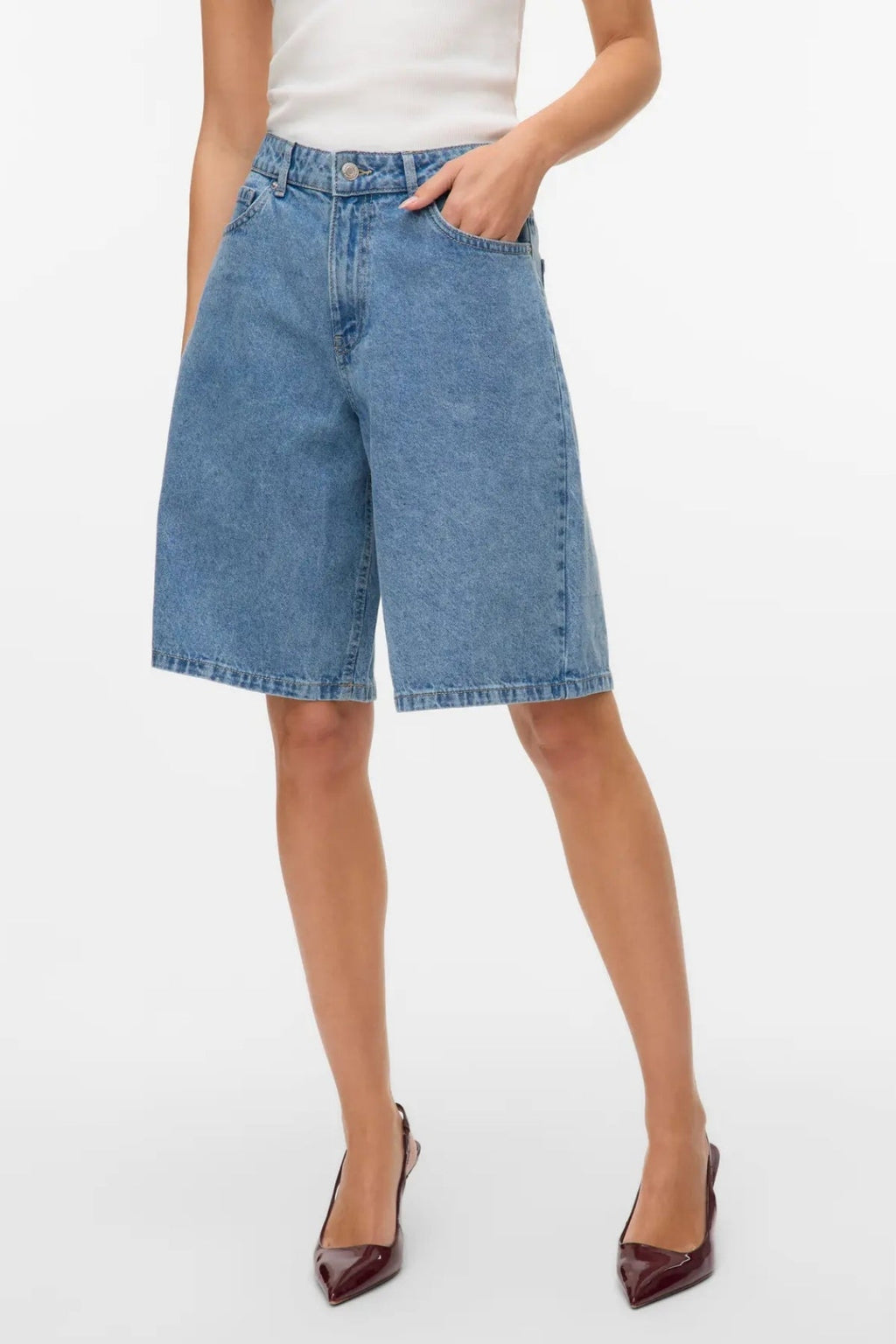Kath Long Denim Shorts - Hellblauer Denim